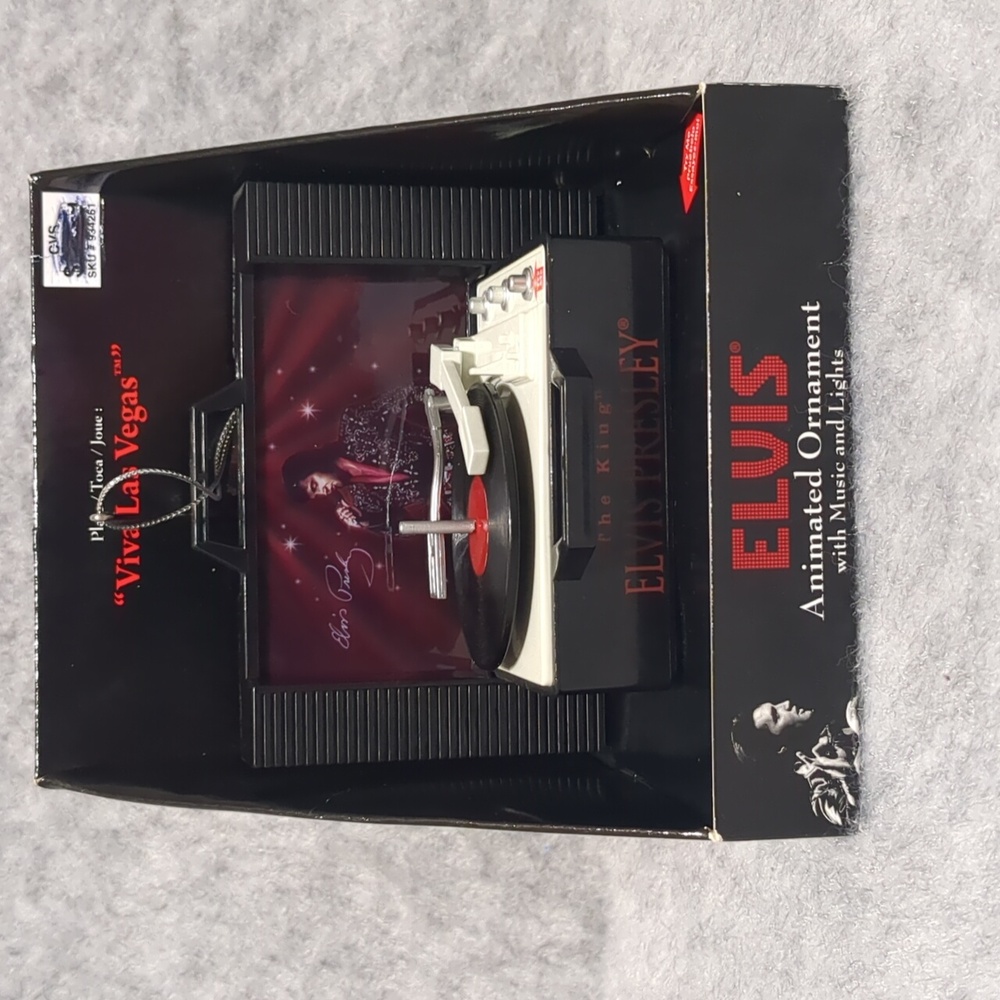Elvis Presley Record Player Animated Ornament "VIVA LAS VEGAS"